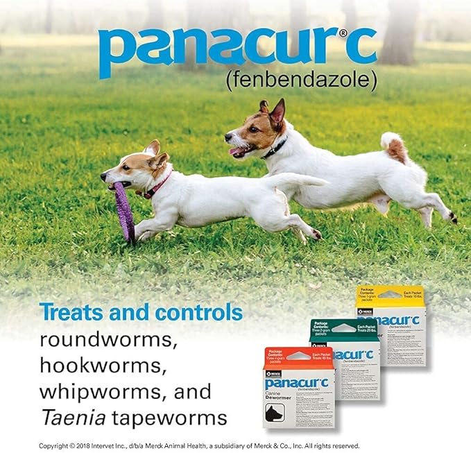 Panacur C Canine Dewormer Dogs 1 (3 Packets) Gram Each Packet Treats 10 lbs