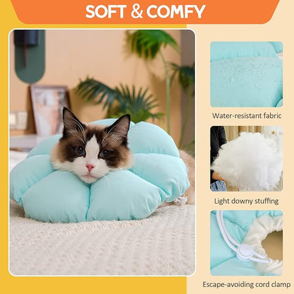 Avont Cat Cone Collar Soft, Adjustable Recovery E Collar Alternative for Cats Kittens Puppies, Elizabethan Neck Cone of Shame to Prevent Licking Biting After Surgery Protect Wounds -Blue(S)
