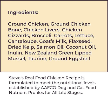 Steve's Real Food Freeze-Dried Raw Food Diet for Dogs and Cats, 2-Pack, Chicken Recipe, 1.25 lbs in Each Bag, Made in The USA, Pour and Serve Nuggets, Vegetarian Fed & Free Range