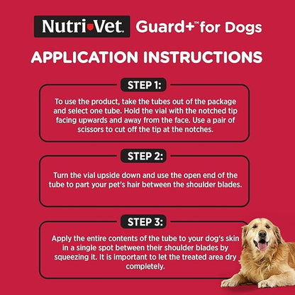 Nutri-Vet Guard+ for Dogs - Flea & Tick Prevention Treatment for Dogs 45-88 lbs. - Waterproof Topical- 90 Days of Protection - 3 Monthly Doses