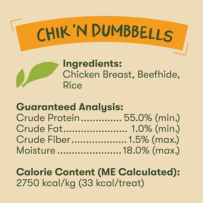 Pet 'n Shape Chik 'n Rice Dumbbells - All Natural Dog Treats, Chicken, 8 oz, 10408