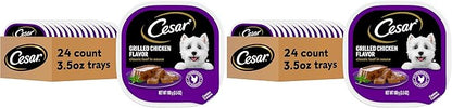 Cesar Classic Loaf in Sauce Adult Wet Dog Food Grilled Chicken Flavor, Wet Food for Dogs, 3.5 oz Easy Peel Trays, 24 Count (Pack of 2)