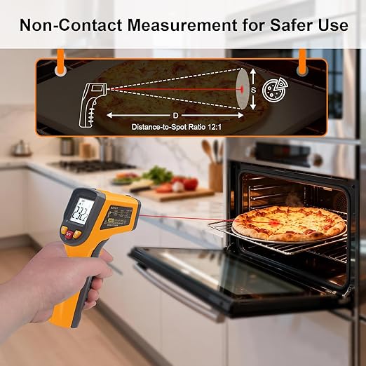 Ketotek Digital Infrared Thermometer Temperature Gun -58°F to 1112 °F(-50°C to 600°C) Handheld Non Contact IR Laser Thermometer KT600Y for Cooking Meat Refrigerator Pool Pizza Oven BBQ Food