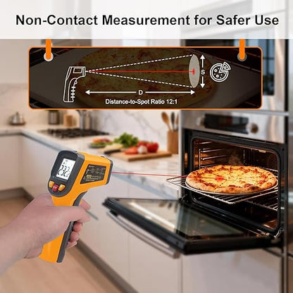 Ketotek Digital Infrared Thermometer Temperature Gun -58°F to 1112 °F(-50°C to 600°C) Handheld Non Contact IR Laser Thermometer KT600Y for Cooking Meat Refrigerator Pool Pizza Oven BBQ Food