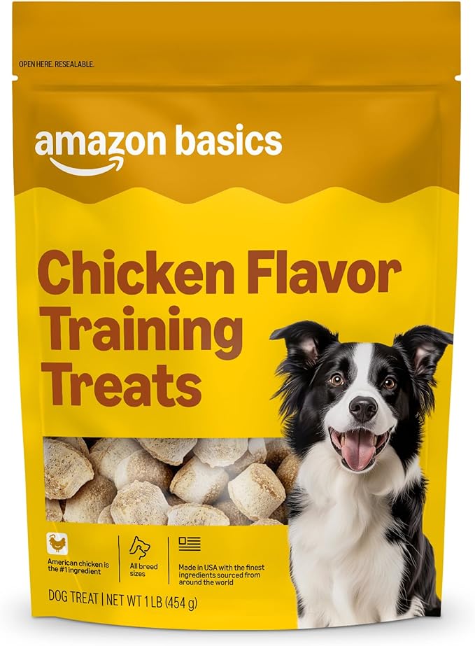 Amazon Basics Chicken Flavor Training Treats for Dogs, 1 lb. Bag (16 oz) (Previously Wag)