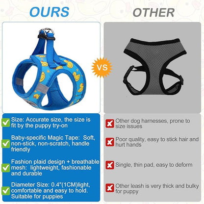 BEAUTYZOO Step in Dog Harness and Leash Set,Reflective Dog Harness No Pull No Choke Puppy Harness for Small Medium Large Dogs Cats,Soft Padded Mesh Vest Harnesses for Girl and Boy Pets, Duck Blue XS