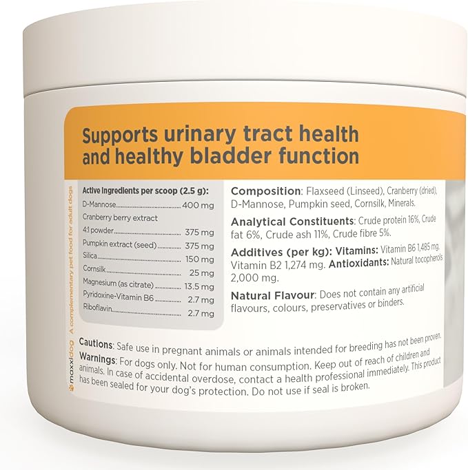 maxxiUtract Urinary & Bladder Support for Dogs – Natural Powder Supplement for Urinary Tract Health, Bladder Comfort & Ongoing Urinary System Support – D-Mannose & Cranberry Formula - 5.3 oz
