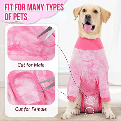 Lukovee Recovery Suit for Dogs - Soft Onesie Dog Surgery Suit for Female Male Dogs, Breathable Surgical Recovery Suit Prevent Licking Spay Recovery Suit Dog E-Collar & Cone Alternative(XL,Pink)