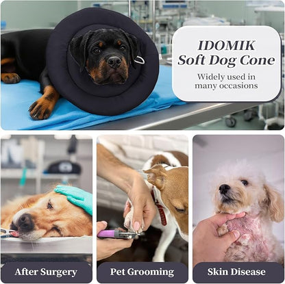 IDOMIK Dog Recovery Collar, Waterproof Soft Dog Cone After Surgery, Comfy Protective Elizabethan Collar Alternative for Dogs Cats, Adjustable Pet Neck Donut Cone Anti-Licking Biting Wounds,Grey,3XL