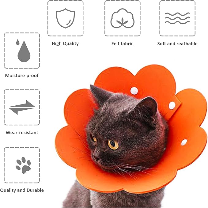 Pet Cone Collar, 3 PCS Cute Sunflower Shape Surgery Recovery Elizabethan Collars Adjustable Cone After Surgery Neck Collar for Cats and Dogs, Yellow and Pink and Orange