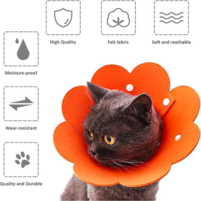 Pet Cone Collar, 3 PCS Cute Sunflower Shape Surgery Recovery Elizabethan Collars Adjustable Cone After Surgery Neck Collar for Cats and Dogs, Yellow and Pink and Orange