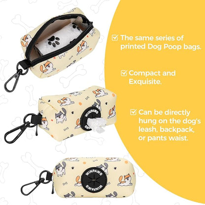 Dog Harness and Lead, Bow Tie Collar Set with Dog Poop Bag Holder and Bandanas, Escape Proof Adjustable Puppy Cat Vest with Soft Mesh Padded, Pet Supplies for Small Medium Dogs Kitten (Yellow Puppy,L)