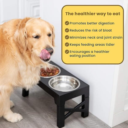 Premium Stainless Steel Dog Bowl with Non-Splash Water Bowl | Adjustable Height for Comfort