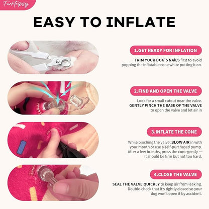 Inflatable Dog Cone Collar with Detachable Sturdy Shield,Soft&Lightweight-Ideal for Post-Surgery Recovery and Daily Wear,Suitable for Small Medium Large Dog Breeds(Donut Pink,L)