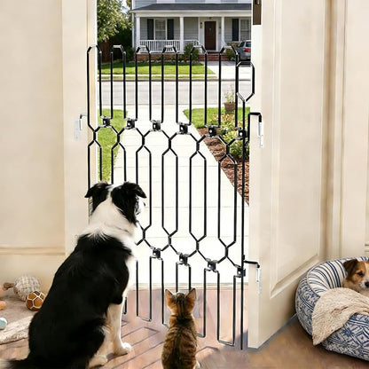 28.4 inch Retractable Pet Door, Adjustable Metal Gate, Front Door Safety Dog Door, RV Retractable Pet Door, Doorway
