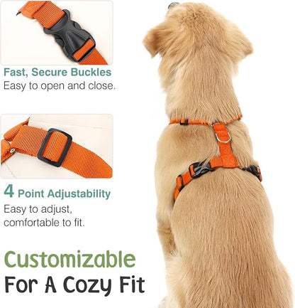 VavoPaw Dog Seat Belt, Safety Vest Dog Car Harness with Adjustable Buckle Dog Seat Belt for Vehicle Nylon Pet Safety Seat Belts Heavy Duty(M, Orange)
