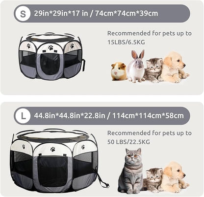 SENCONE Portable Pet Playpen, Dog Playpen Foldable Pet Exercise Pen Tents Cat House Playground for Puppy Kitten Indoor Outdoor Travel Camping Use