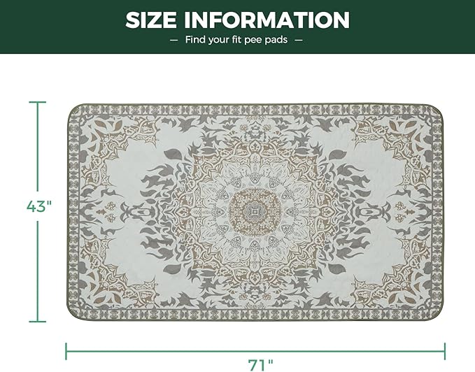 FXW Washable Pee Pads for Dogs, Puppy Pads with Super Absorbent, Specifically Designed for FXW Rollick/Homeplus 32 inch 6 Panels Dog Pen, 43" x 71" Rectangle, Boho, 1 Pack