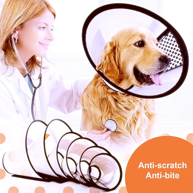 Generic Adjustable Dog Recovery Cone Collar, Transparent PVC, Extra Large (17.1" - 19.7")