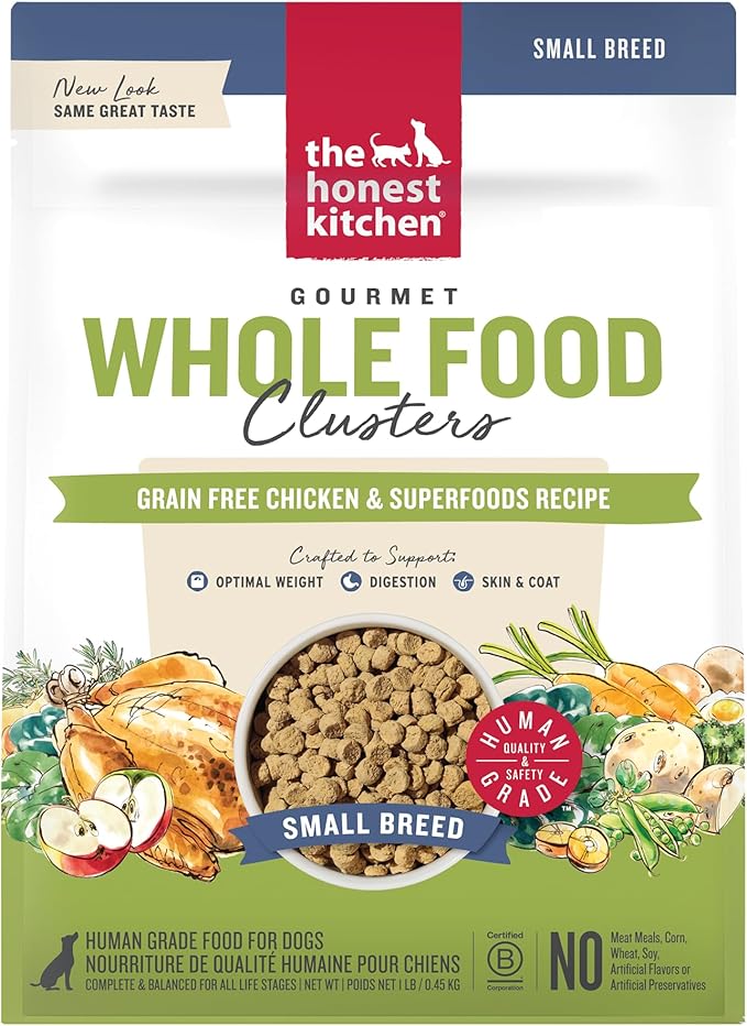 The Honest Kitchen Whole Food Clusters Small Breed Grain Free Chicken Dry Dog Food, 1 lb Trial Pouch
