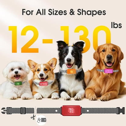 Dog Bark Collar for Large Medium Small Dogs, Effective No-Bark Collar, Smart Barking Collar, Rechargeable Bark Collar with 7 Sensitivity, 3 Modes, Waterproof, Red