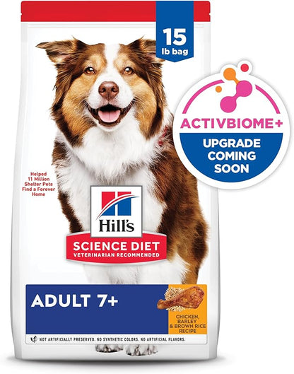Hill's Science Diet Adult 7+ Dry Dog Food, Chicken Meal, Barley, & Rice, 15 lb. Bag