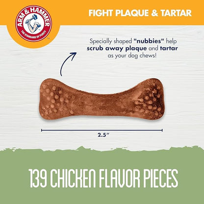 Arm & Hammer for Pets Nubbies Dental Treats Value Size - Baking Soda & Calcium Dog Dental Chews, Helps Scrub Plaque & Tartar While Chewing, Chicken Flavor, 139 Count, 52.8 Oz - 2 Pack