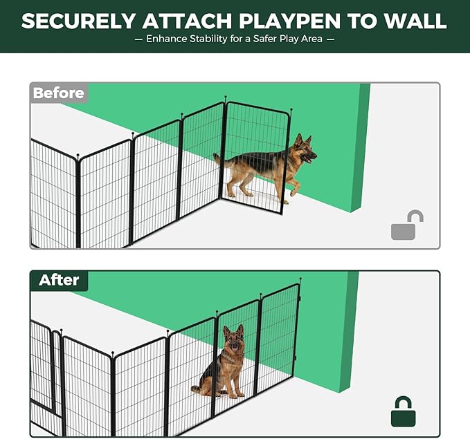 FXW Rollick Unleashed Dog Playpen for Indoor, Yard, RV Camping, 45 inch 16 Panels Dog Pen with Anchor Kit (4 Packs) for Large Dogs, Black│Patented