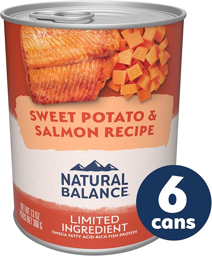 Natural Balance Limited Ingredient Adult Grain-Free Wet Canned Dog Food, Sweet Potato & Salmon Recipe, 13 Ounce (Case of 6)