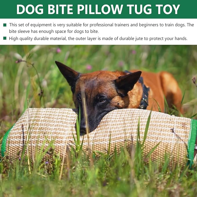 Dog Bite Training Set - Dog Bite Sleeve Protection Arm and Pillow Tug Toy, Puppy Training Stick, Professional Equipment for K9, IPO, Schutzhund Puppy