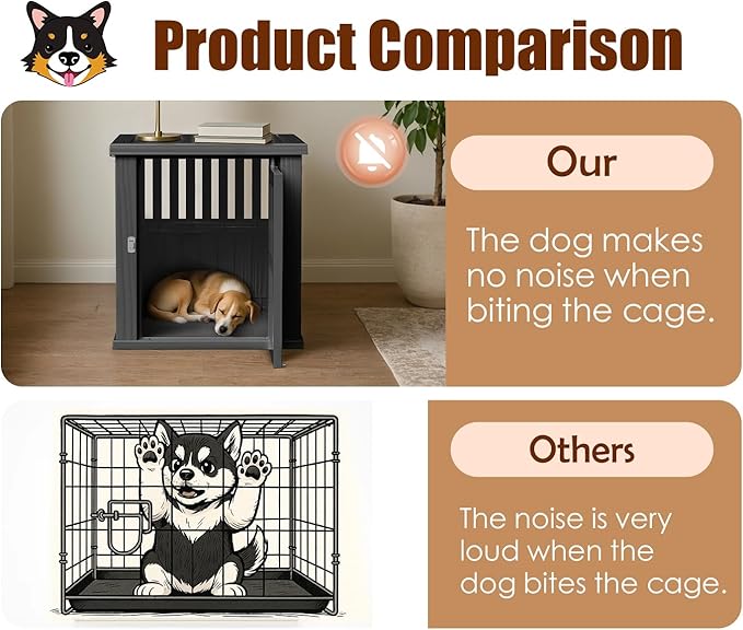 42 Inch Dog Crate Furniture Lockable Dog Kennel Indoor for Large Dogs and Medium Heavy Duty Pet Crate Decorative Pet Cage End Table,Black