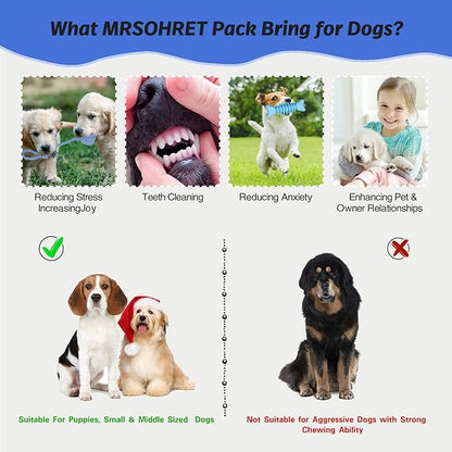 MRSOHRET Upgraded 21Pcs Puppy Chew Toys - Blue Puppy Chew Toys Bundle for Teething, Puppies Teething Toys with Durable Rope Rubber Ball, Pet Interactive Toys for Small Medium Dogs with Basket