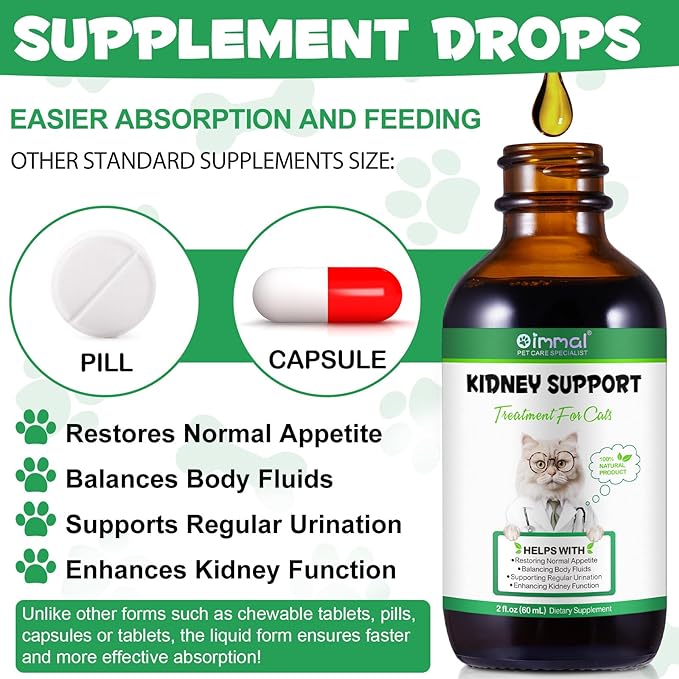 Kidney Support for Cats, Cat Kidney Treatment Support Cat Urinate Regularly, Strengthen Kidney Function,Increase Immunity, Herbal Supplement Supports Healthy Kidney Function- 2PCS