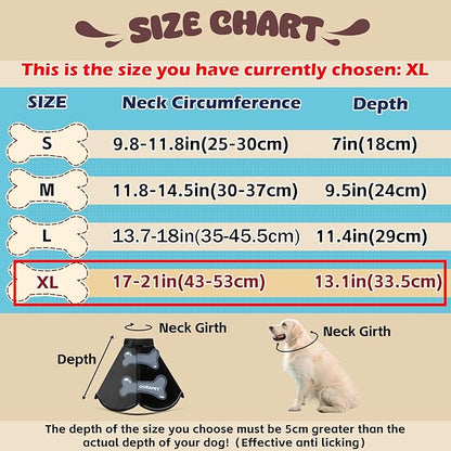 Dog Cone Collar Alternative, Partially Detachable Hard & Heavy Cone for Extra Large Dogs(Adult Lab Golden GSD), Elizabethan Adjustable Protective Dog Neck Head Recovery Cone After Surgery Anti Licking