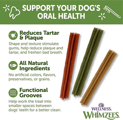 Whimzees Wellness Stix Dog Dental Treat, Chews, Freshens Breath, Large Size Sticks, 14.81 oz Bag, 7 Count