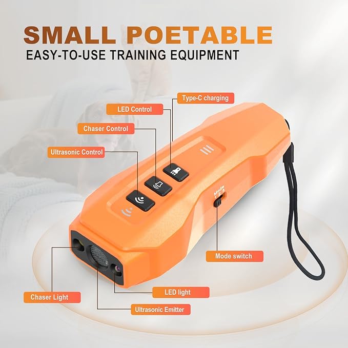 Dog bark Deterrent Device,Ultrasonic Anti Barking, Rechargeable Anti-Barking Device for Dogs Safe & Effective Portable Anti Barking Safe and Effective for Indoor and Outdoor use (Orange)