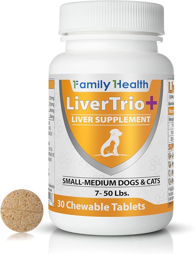 Comprehensive Liver Support Supplement for Smaller Dogs. Flavorful Chewable Tablets Combining Same, SPC, Silybin A+B, + Glutathione 30Ct (Small - Medium)