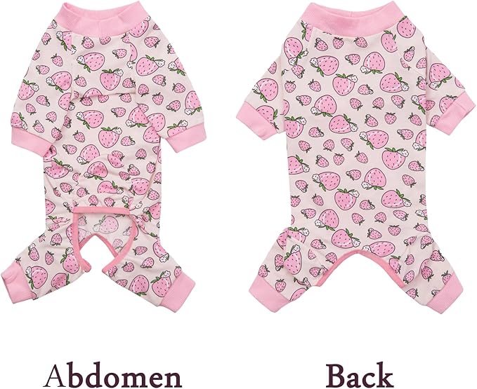 Dog Recovery Suit - Soft Pajamas Bodysuit, Cone Alternative, Prevent Licking - Female/Male (X-Large, Strawberry Pink)