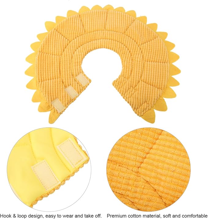 Cat Cone, Sunflower Shape Pet Elizabethan Collar, Adjustable Pet Collar for Cat Dog (Size 5, Neck Circumference 29-35cm, Yellow)