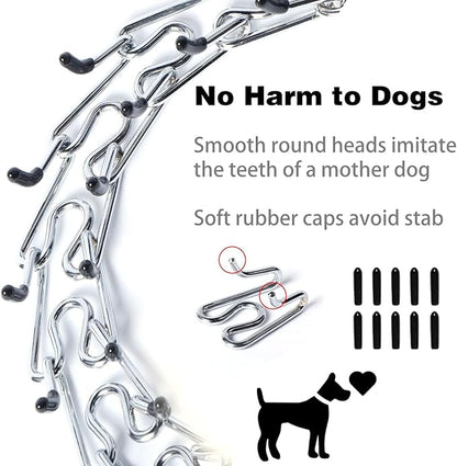 Dog Prong Collar, Walking Training Collar for Small Medium Large Dogs with Quick Release Buckle, Adjustable Pinch Collar with Rubber Caps, No Pull Dog Collar Prong(M,16"-18")