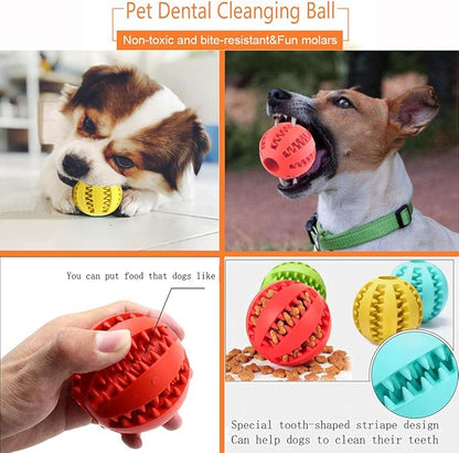 Sunglow 2 Pack Dog Toy Ball，Nontoxic Bite Resistant Teething Toys Balls for Small/Medium/Large Dog and Puppy Cat, Dog Pet Food Treat Feeder Chew Tooth Cleaning Ball Exercise Game IQ Training Ball