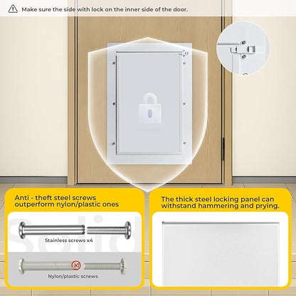 Medium Dog Door for Door,Metal Dog Door with Locking Panel,Doggie Doors for Medium Dogs with Magnetic Flap,Anti Theft Design,Fit Exterior/Interior Doors,Easy Installation(M)