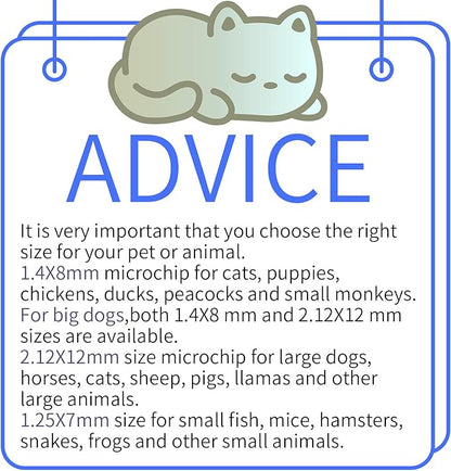 134.2KHz Pet Temperature Monitoring Glass Chip FDX-B Animal Temperature Microchip Syringe for Cat Dog (2.12X12mm)