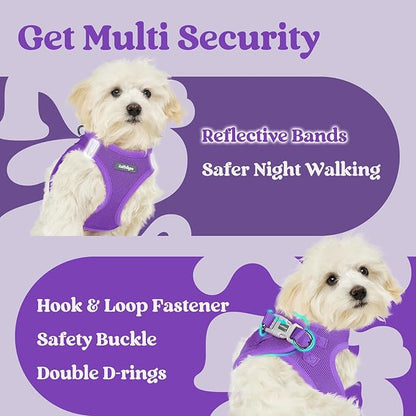 rabbitgoo Small Dog Harness, Step-in Soft Mesh Puppy Vest with Safety Buckle, Breathable Reflective Pet Harness for Large Dogs, Purple XXL