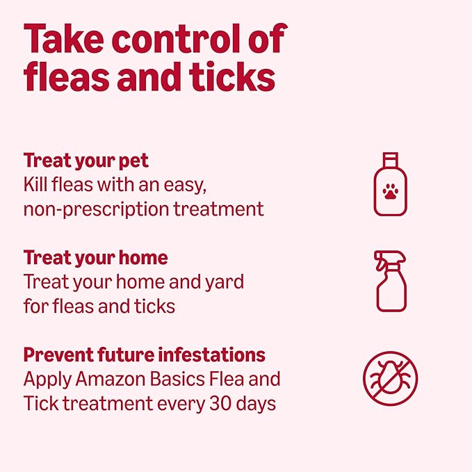 Amazon Basics Preventative Flea and Tick Topical Treatment for Dogs, X-Large (89-132 lbs), Fast Acting and Long Lasting, 6 Counts, Packaging May Vary