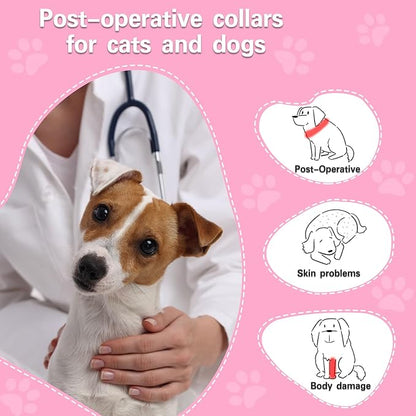 MRSOHRET Dog Cone, Dog Surgery Collar, Inflatable Cones for Small Medium Large Dogs, Pink Recovery Collar, Does not Impede Vision (L Pink)