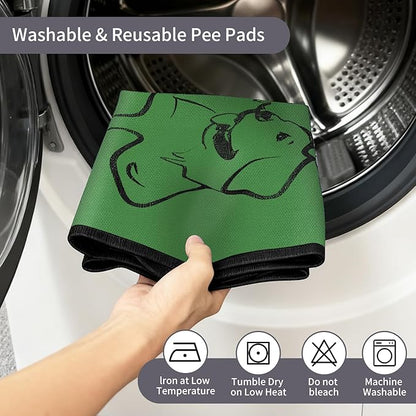 Washable Pee Pads for Dogs Reusable, 4 Pack 18"x24" Training Puppypads Absorbency Non-Slip & Leak-Proof for Pet Whelping Box Playpen Crate Sofa Bed Floors (Green)