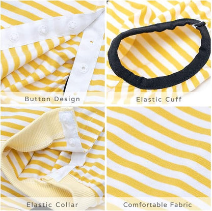 Dog Recovery Suit After Surgery,Spay Neuter Clothes for Female Dogs,Small Medium Dog Shirt,E-Collar Cone Alternative,Prevent Licking Wound Dog Onesie,Pet Surgical Suit(Yellow White -XXL)