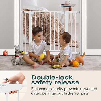 Cumbor 36" Extra Tall Baby Gate for Stairs, 29.7-40.6" Wide Dog Gate for Doorways, Pressure Mounted Auto-Close Pets Gates for Dogs Indoor, Durable Safety Child Gate, Mom's Choice Awards Winner, White