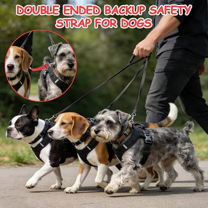 YUEPET Dog Safety Collar Clips 2 Pack Adjustable Prong Collar Backup Clips Reflective Double Ended Backup Clasp Leash Connector for Dog Harness to Collar Safety Clip(Red+Blue)